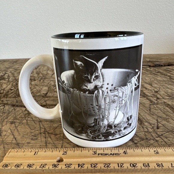 Vintage Curious Cat Spaghetti David McEnery Coffee Mug 1997 Cute Collectible - Picture 8 of 9
